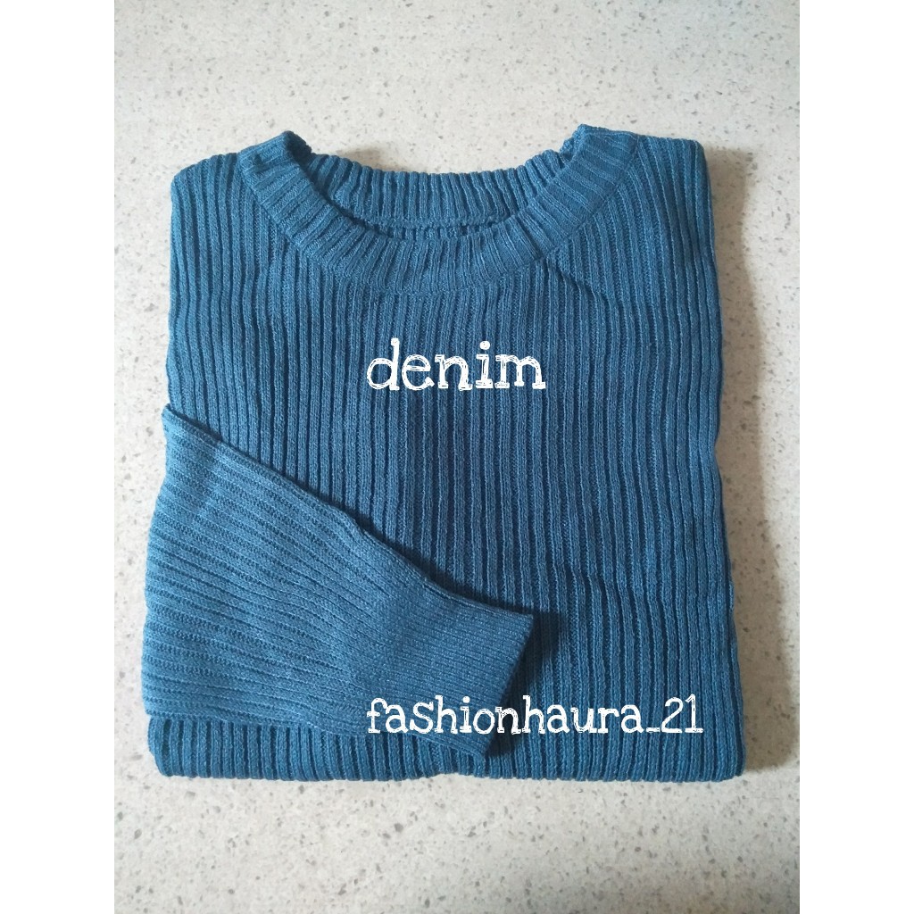 BEST SELLER BOXY ABG SWEATER RAJUT JUMBO WANITA OVERSIZE BAJU RAJUT POLOS HALUS ATASAN WANITA RAJUT PREMIUM-denim