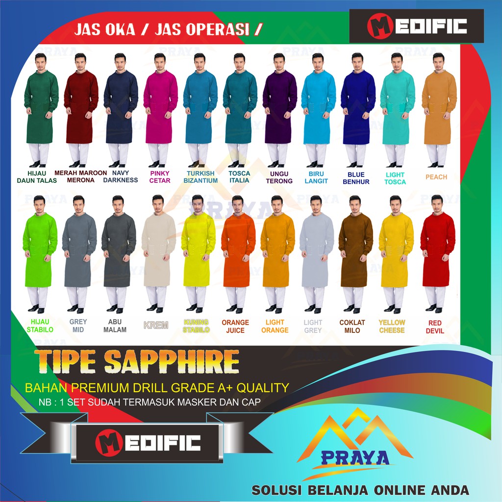 Gown jas oka Jubah OK merk MEDIFIC tipe Sapphire