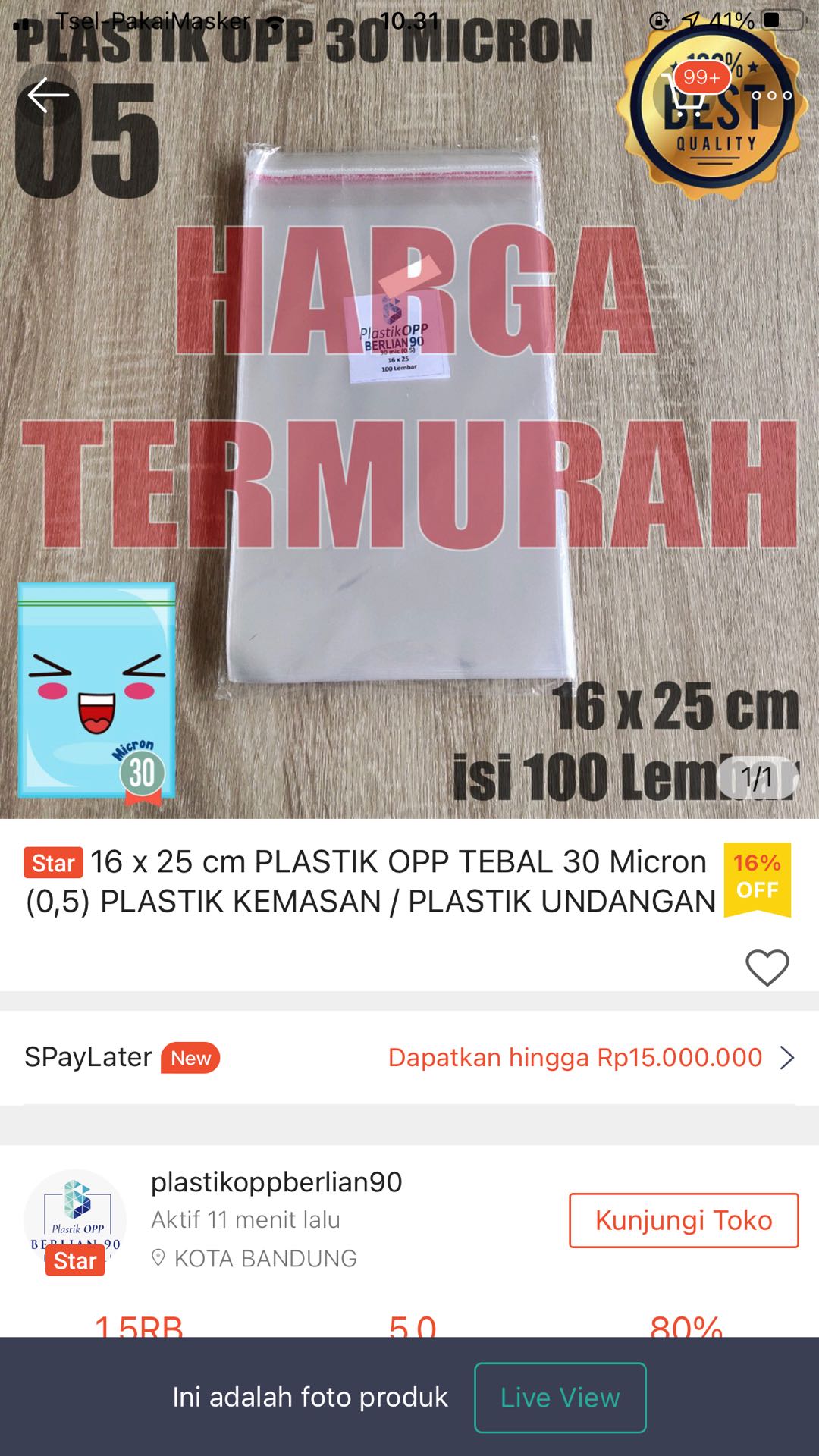 16 X 25 Cm Plastik Opp Tebal 30 Micron (0,5) Plastik Kemasan / Plastik Undangan