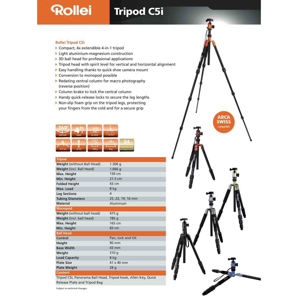 Tripod Rollei C5i With 3D Ball Head