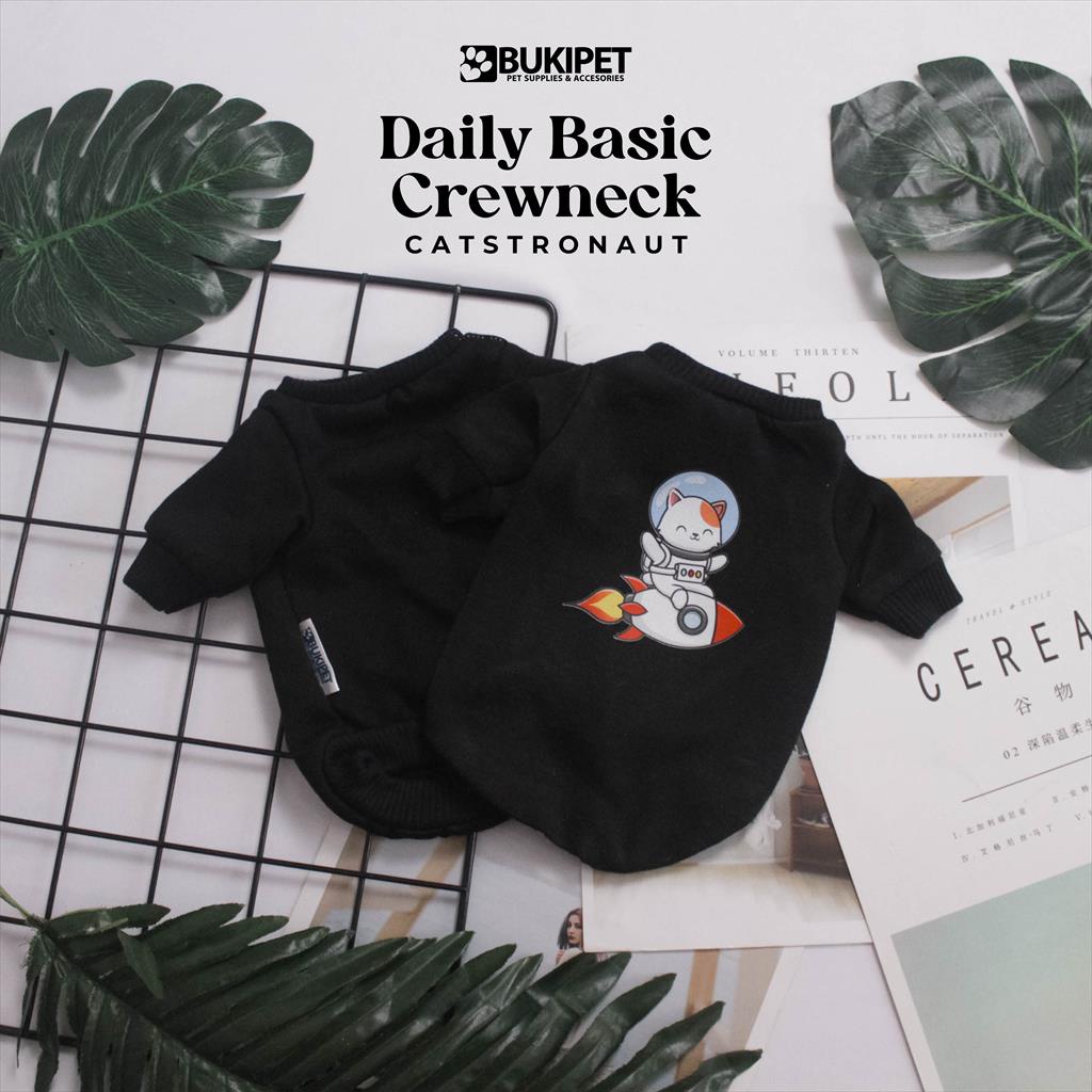 baju kucing anjing kelinci monyet lucu murah aksesoris hewan kecil - DAILY BASIC CREWNECK CATSTRONAUT