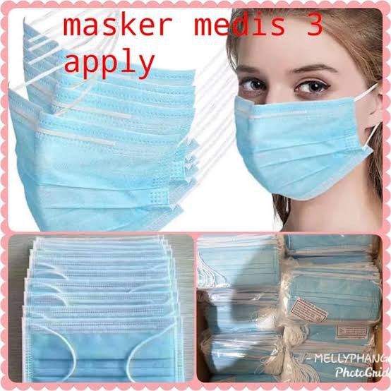 MASKER EARLOOP BIRU 3LAPIS ( 1 pak isi 50pc) / MASKER KUPING