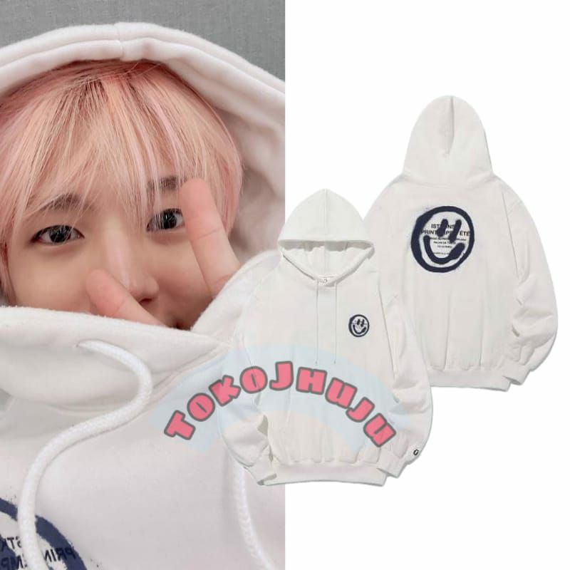 Hoodie Jumper NCT Jeno style ITKUS HITAM LOGO + BELAKANG PRINT DTF