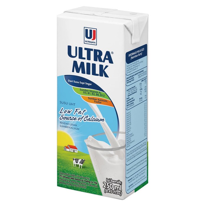 SUSU ULTRA LOW FAT PLAIN 250 ML - ( HARGA 1 PAKET ISI 12 )