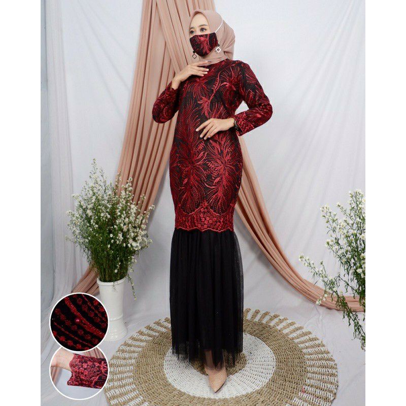 New Motif Gamis Tutu Duyung / Gamis Tile Mutiara / Gamis Tutu Slim Original / Gamis Hitam Premium