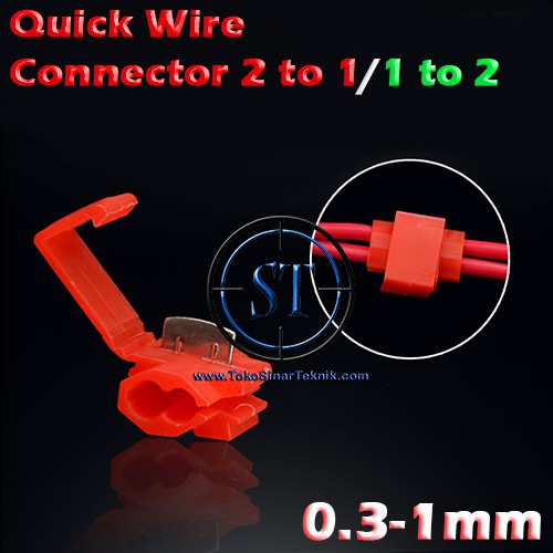 RED Quick Wire Connector 2 to 1 Terminal Block Kabel 1-2 Scotch Merah Konektor Jepit