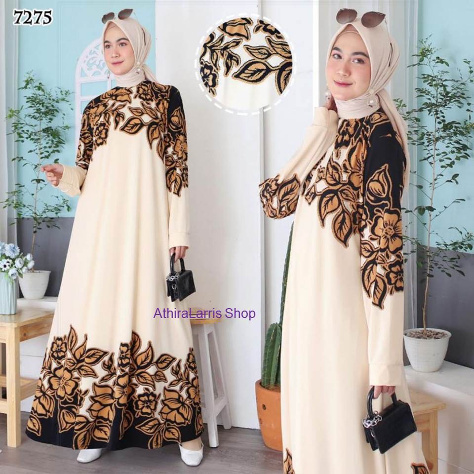 Baju Gamis Jersey Terbaru Baju Gamis Wanita Terbaru Dress Muslim Gamis Batik Jumbo 4L Motif Bunga Gamis Murah 7275