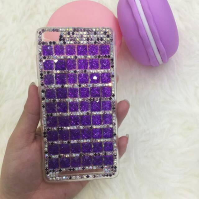 New Case Bling Purple Glitter Oppo A53 A52 F7 A51 A71 Handmade Bling case made for all tipe