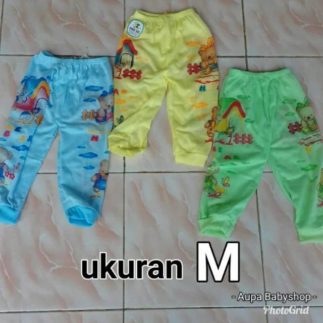 celana bayi panjang sablon ukuran M isi 12 celana