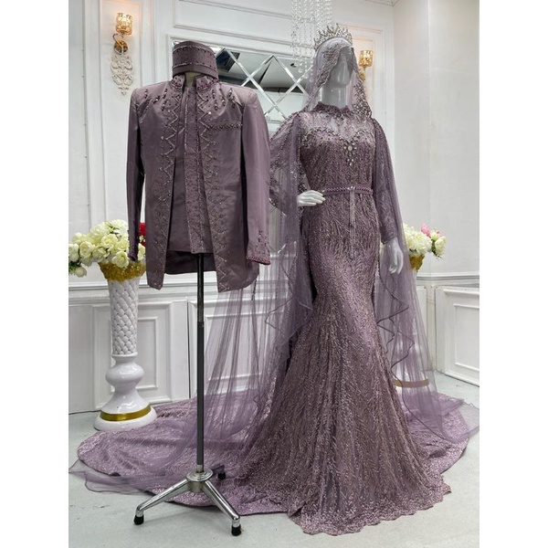 GAUN COUPLE EKONOMIS//GAUN WEDDING TERMURAH SLIM BEREKOR MODERN 2021//BESKAP