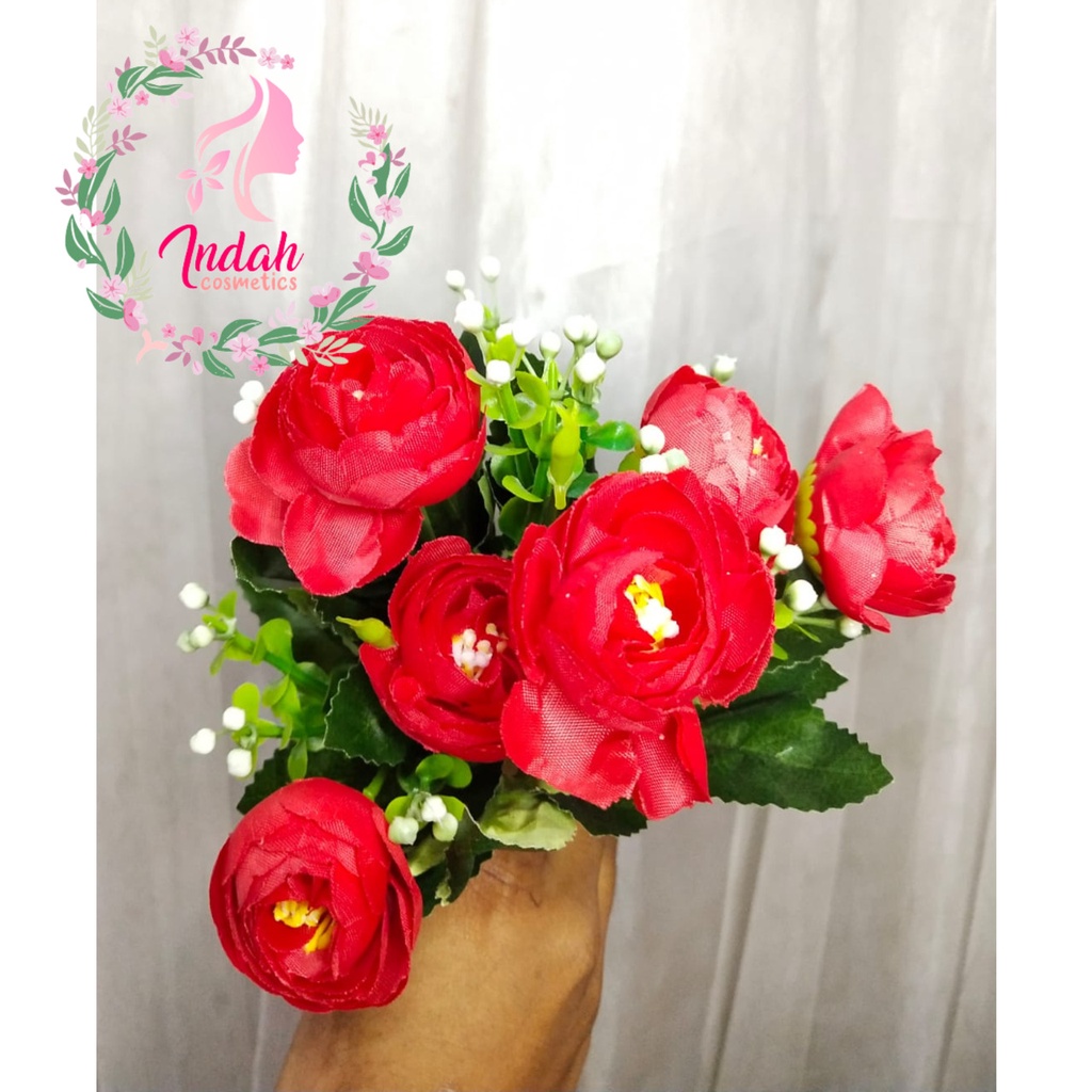 Bunga plastik Merah | Hiasan Parsel | Hantaran