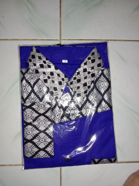 Kemeja Praha Shell Kombinasi Batik Pria Lengan Panjang
