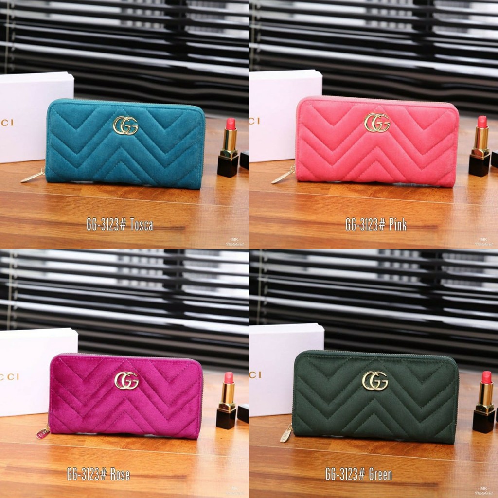 Wallet Zipper GC Marmont GG Velvet 3123 VAL DOMPET WANITA DOMPET CEWEK DOMPET ZIPPER IMPORT