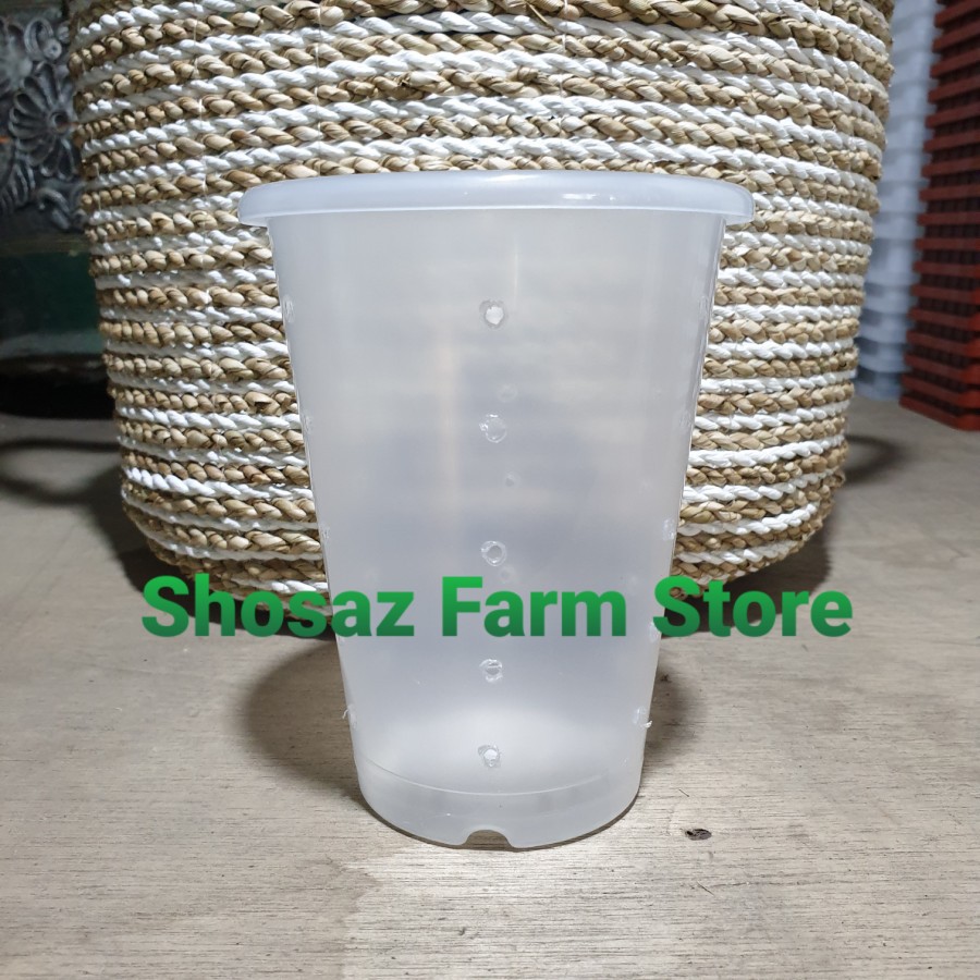 Pot Bunga NKT Tower 21 Bening Transparan BERLUBANG