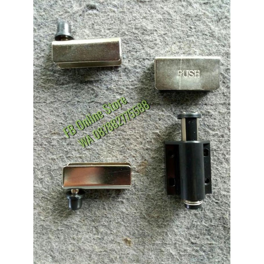 Paket Engsel Kaca Jepit + Magnet & Push Single Lemari Pintu Tv Murah