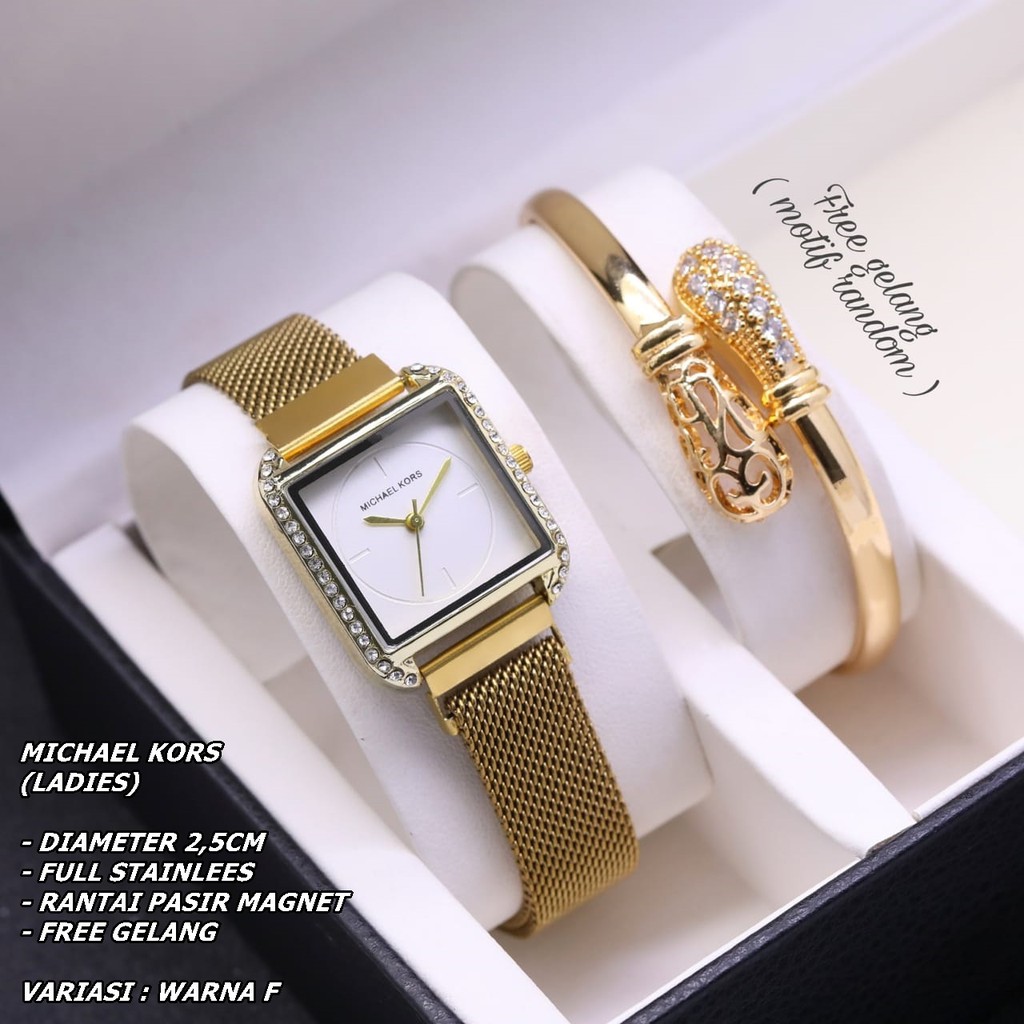 JAM TANGAN WANITA FASHION RANTAI PASIR BODY SEGI DIAMOND FREE GELANG