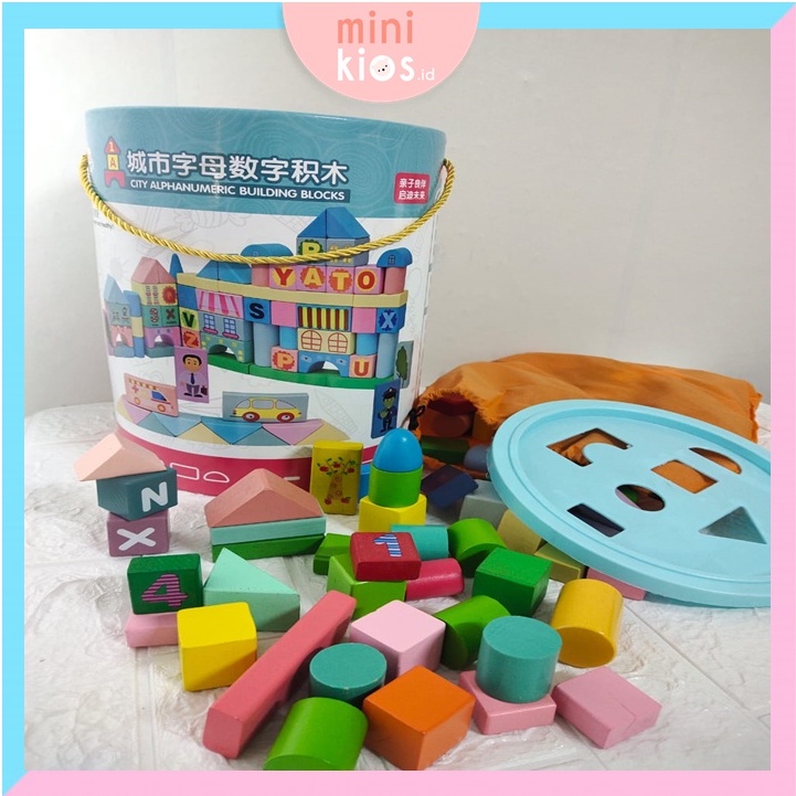 Mainan Edukasi Balok Kayu Anak isi 40pcs