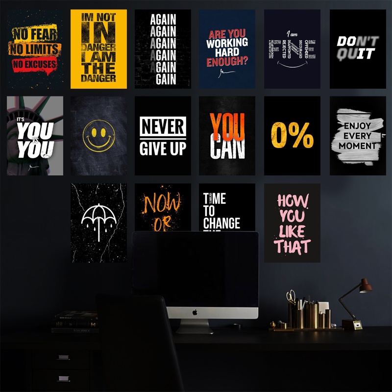 Poster Dinding Kamar Cowok Ukuran A6 A5 A4 Quotes Absurd Theme Murah 16 pcs | SC39 | Poster Dinding 