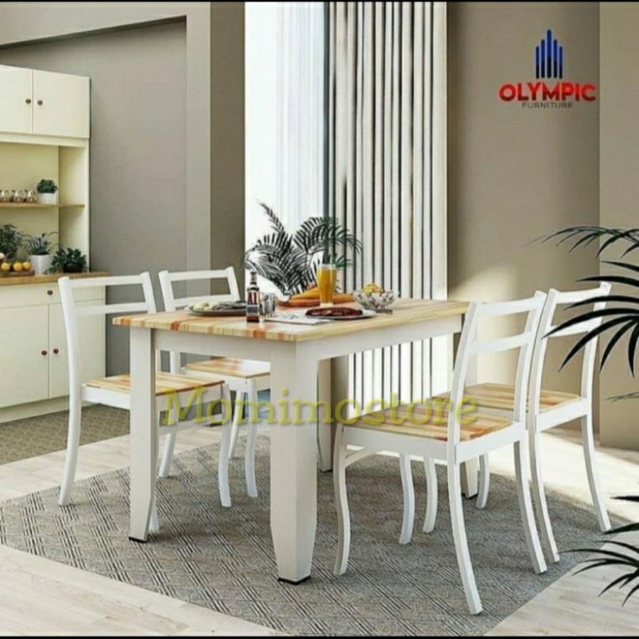 MEJA MAKAN MINIMALIS 4 KURSI MEJA MAKAN KAYU DTM ALMA OLYMPIC