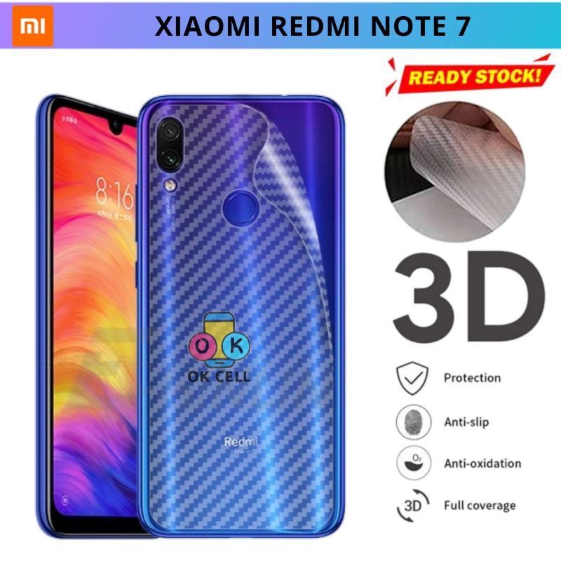 Skin Carbon Xiaomi Redmi Note 7 - Garskin Sticker Karbon Redmi Not 7 Anti Gores Belakang Premium