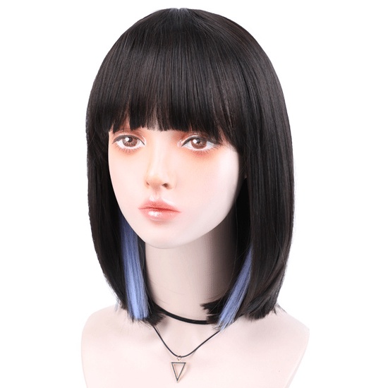 WDA-24 wig daily kpop korea jepang peek a boo abu gray rambut palsu lurus pendek bob hitam