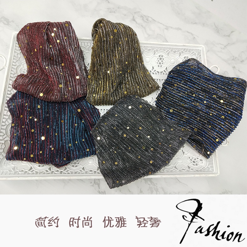 Bandana Bando Double layer payet lebar ikat kepala mencuci penutup wajah syal rambut putih aksesoris rambut