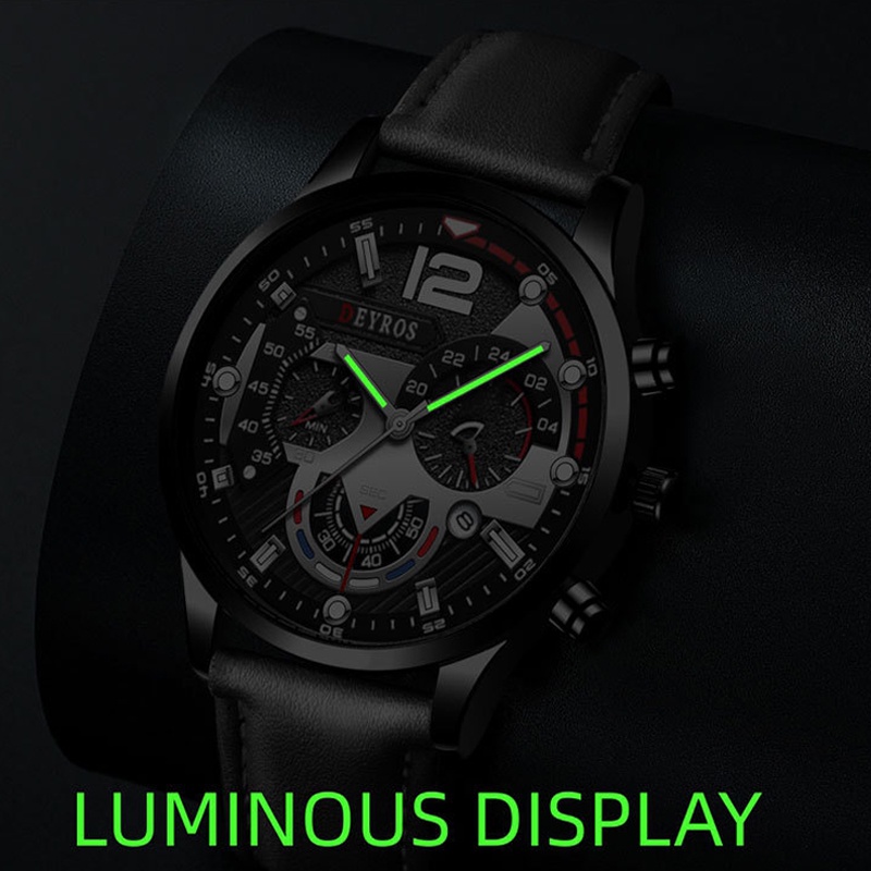 HARGA TERBAIK✅ Jam Tangan Pria Elegan Aksen Emas Tali Kulit Premium Kombinasi Sempurna Gaya Mewah Fungsionalitas Klasik JPD-02