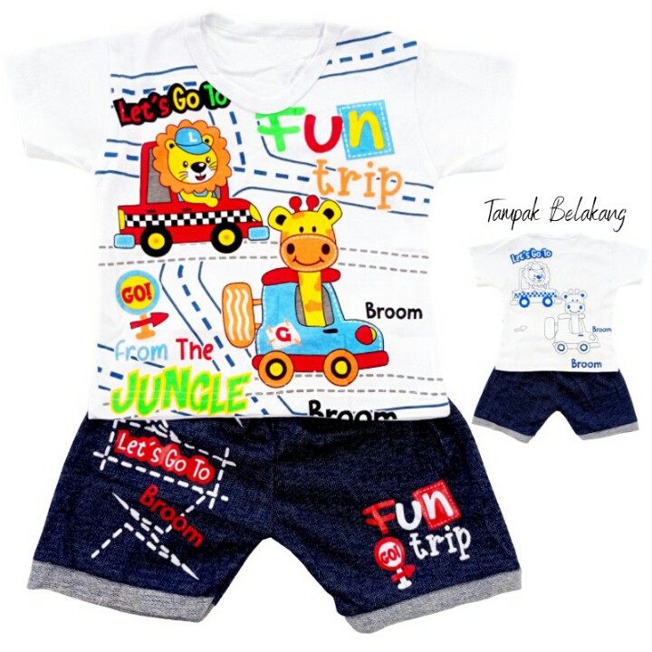 Baju bayi setelan Oblong Anak Laki Laki 6 - 12 bulan