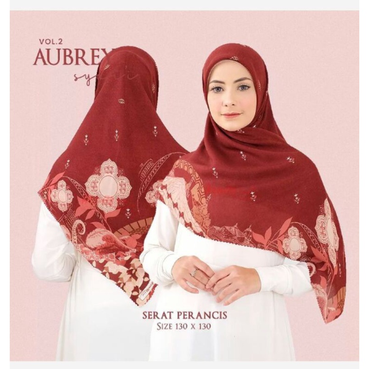 Aubrey Syari Azzura Scarf Bahan Serat Perancis 130x130 cm [Raya Vol.2 - 04]