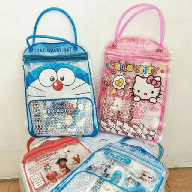 

Souvenir ultah stationery set Doraemon, hello kitty, frozen, big hero 6
