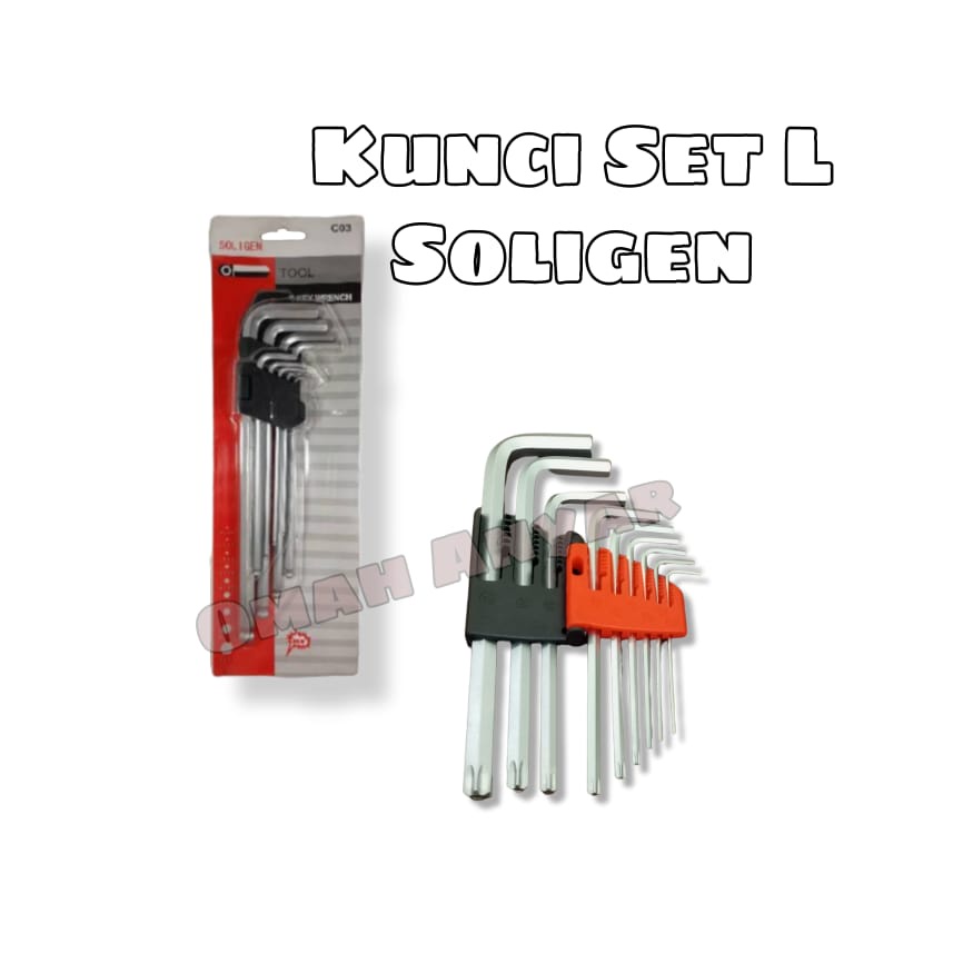 Kunci Set L Panjang Hex Key Wrench Set 9 buah