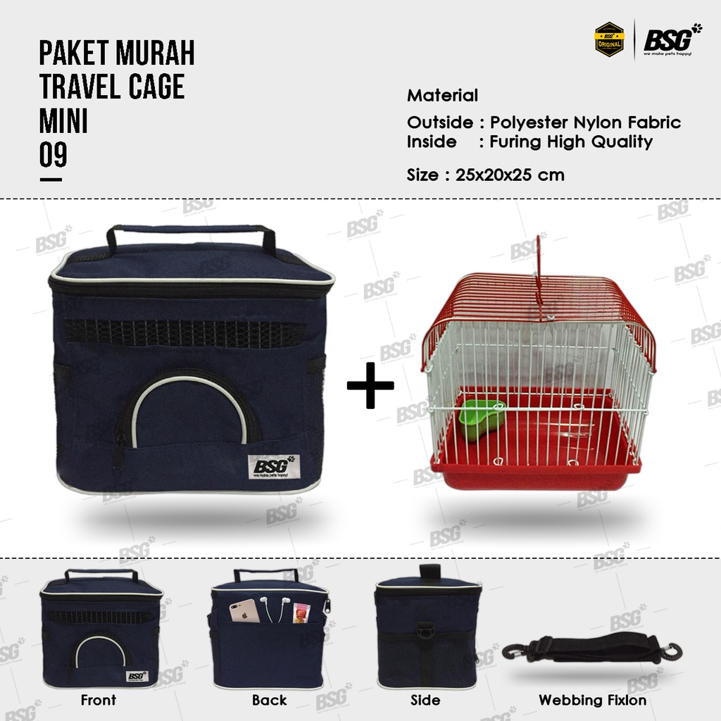 Travel Cage Mini - Tas Kandang Untulan - Burung - Sugar Glider - Hamster - Kelinci - Landak Dll-8