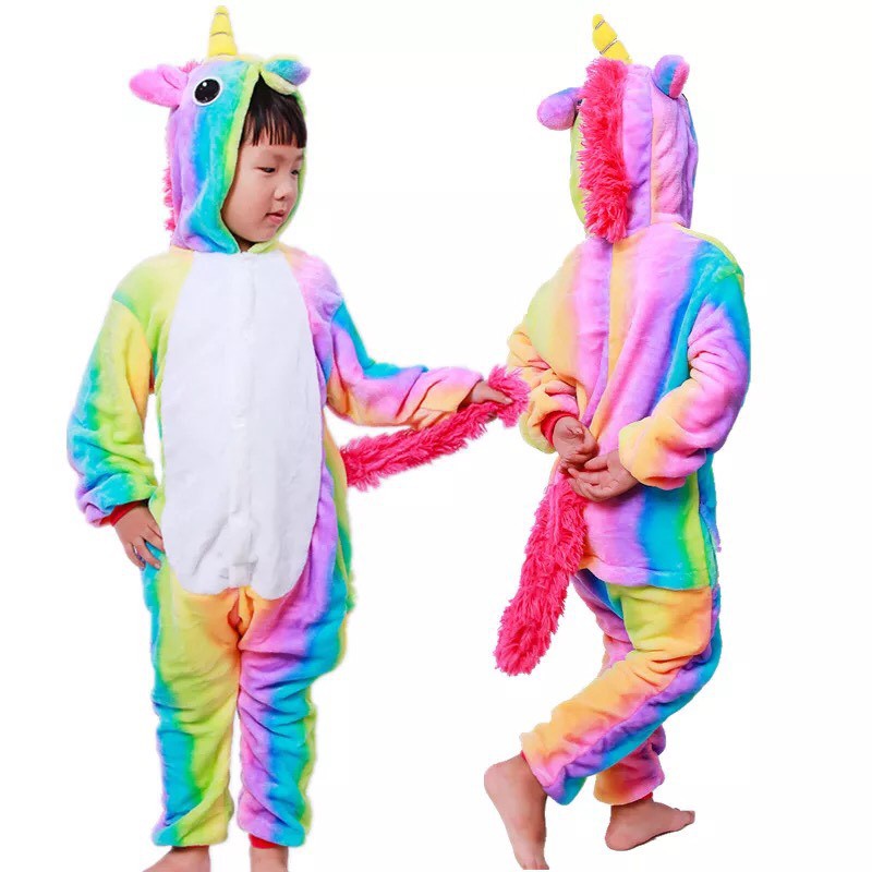 JAKARTA BAJU ANAK KOSTUM ONESIE UNICORN RAINBOW PELANGI KUDA PONY PIYAMA COSPLAY PESTA KIGURUMI