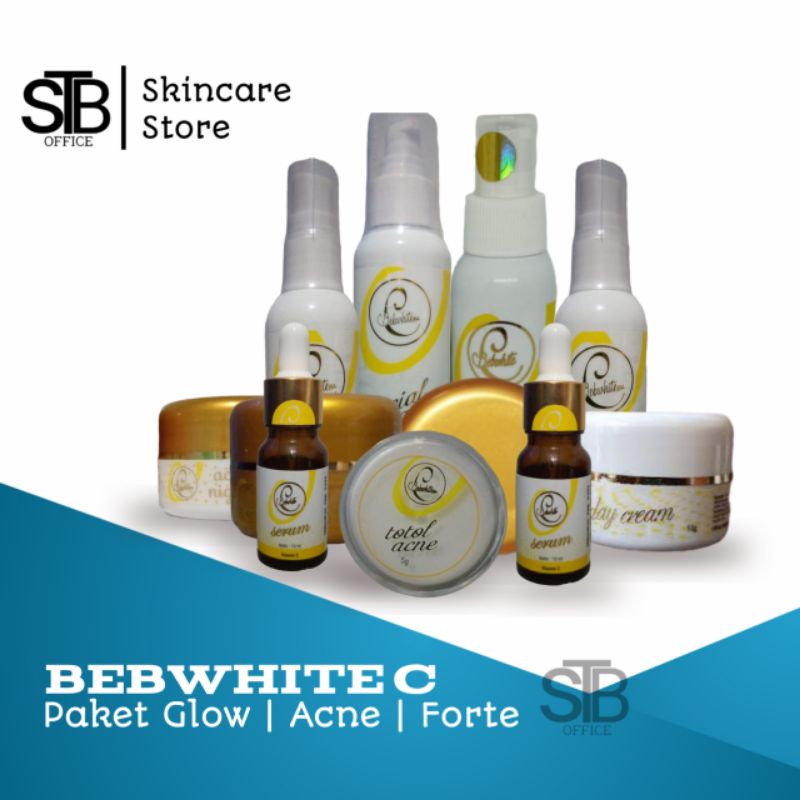 BEBWHITE C SKINCARE Paket Glow / Paket Acne Original BBC Bbwhite Bebwhite Glow Forte Memudarkan Flek dan Bekas Jerawat Bb White Day Cream Bebwhite c Totol Acne Jerawat BBC Night Cream Glow Acne Bebwhite c Facial Wash Toner BBC BB white Serum Vit C COD