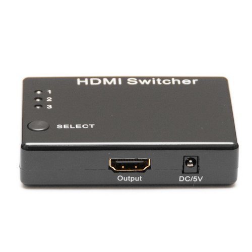 HDMI Switch 3 Port Full HD 1080P with Remote Control - 3T01 - Black