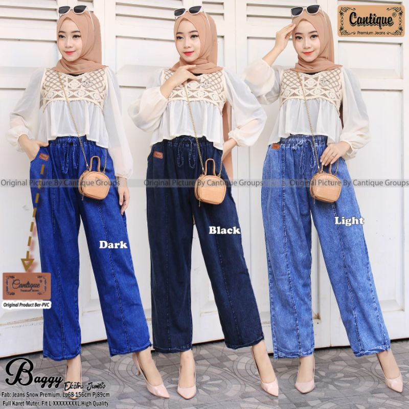 baggy ekstra jumbo celana jeans wanita by cantique