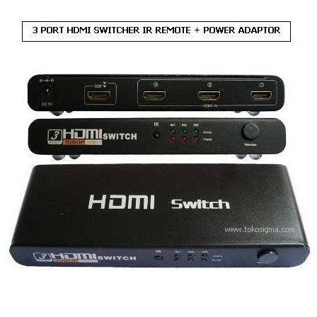 HDMI SWITCH 3 input to 1 output + POWER ADAPTOR with REMOTE CTRL