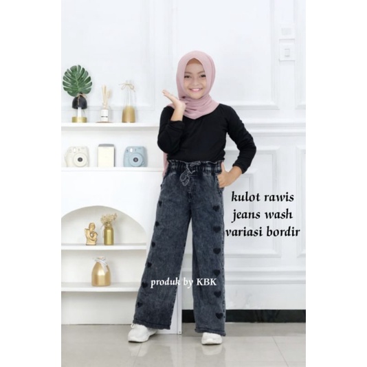 KULOT PANJANG ANAK PEREMPUAN//CELANA JEANS BORDIR USIA 7 SAMPAI 12TAHUN