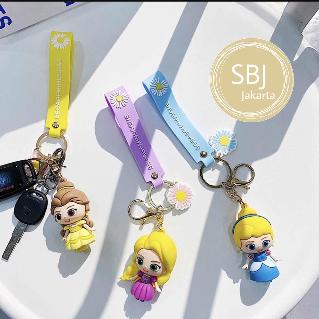 Gantungan kunci princess / keychain princess Cinderella Snow white Rapunzel Little mermaid Belle