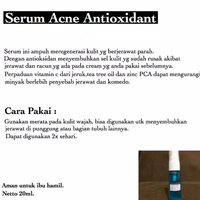 Serum Acne Antioksidan Antioxidant Ampuh kempiskan jerawat ori bpom krim farma dokter farmasi korea