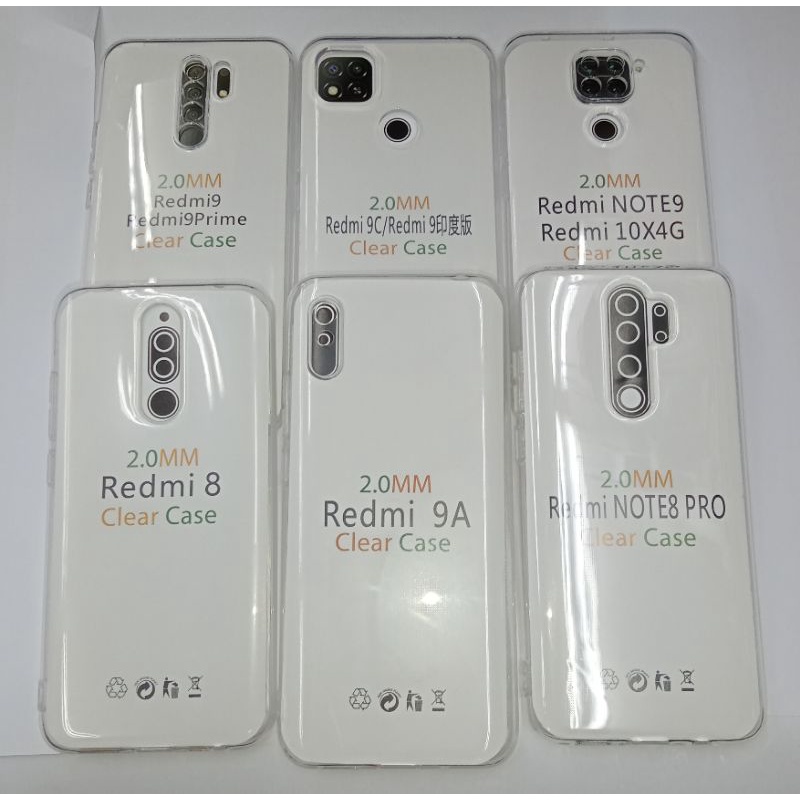 CLEAR CASE 2mm REDMI 8A 8 Pro 9 9A 9C 10A 11A 10C 12C 9T 10 A1 Plus A2 PRIME NOTE 8 9 10 11 12 PRO Plus 10s 11s / SoFTCase TPU Bening HD / Silikon Tebal