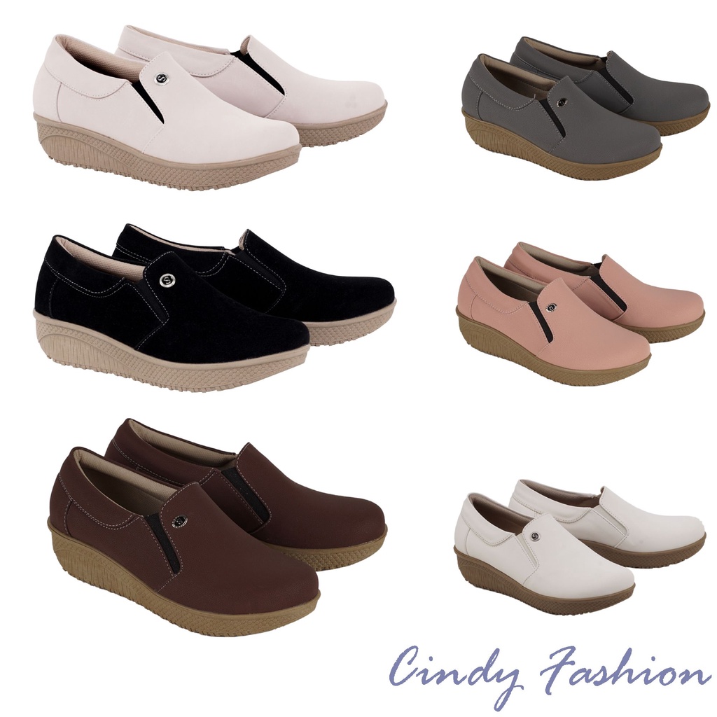 Specta BP 044 / 045 Sepatu Slip On Casual Aqila Wanita Cream Hitam Coklat Abu Tua Pink Putih murah original premium keren
