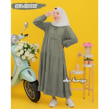 Gamis Midi Dress Wanita Bahan Rayon Muslim Terbaru Fashion Kekinian