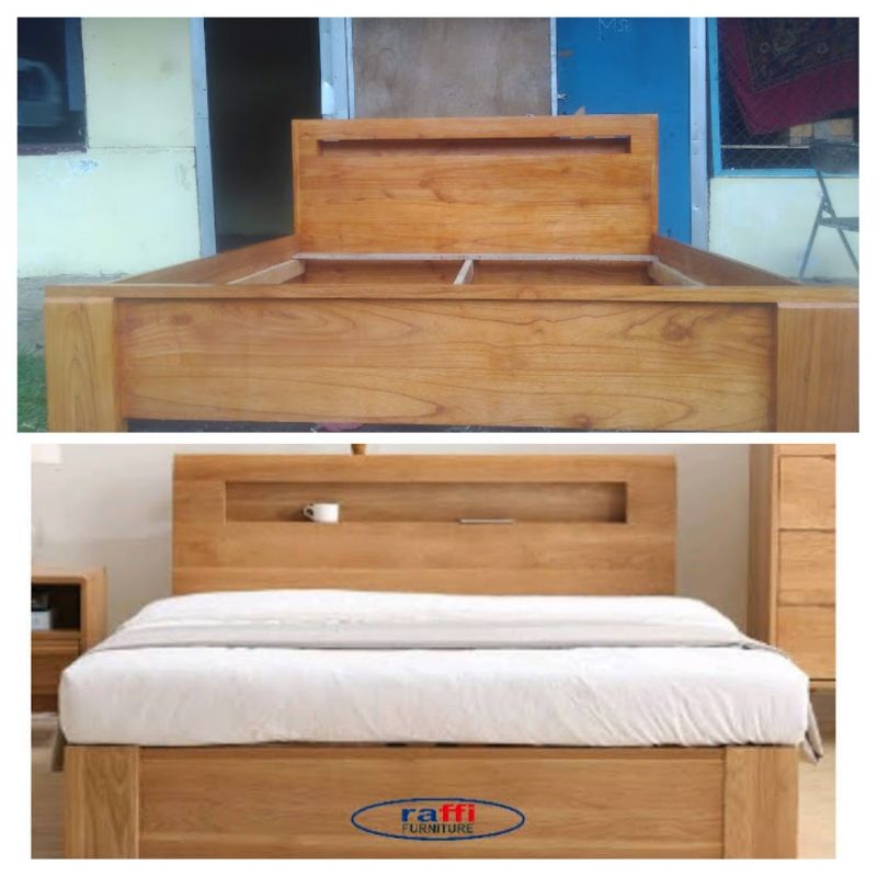 Divan Minimalis kayu solid size single bed (90X200)