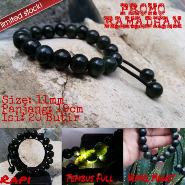 Promo Gelang Tasbih Natural Giok Black Jade Aceh Terapi Super