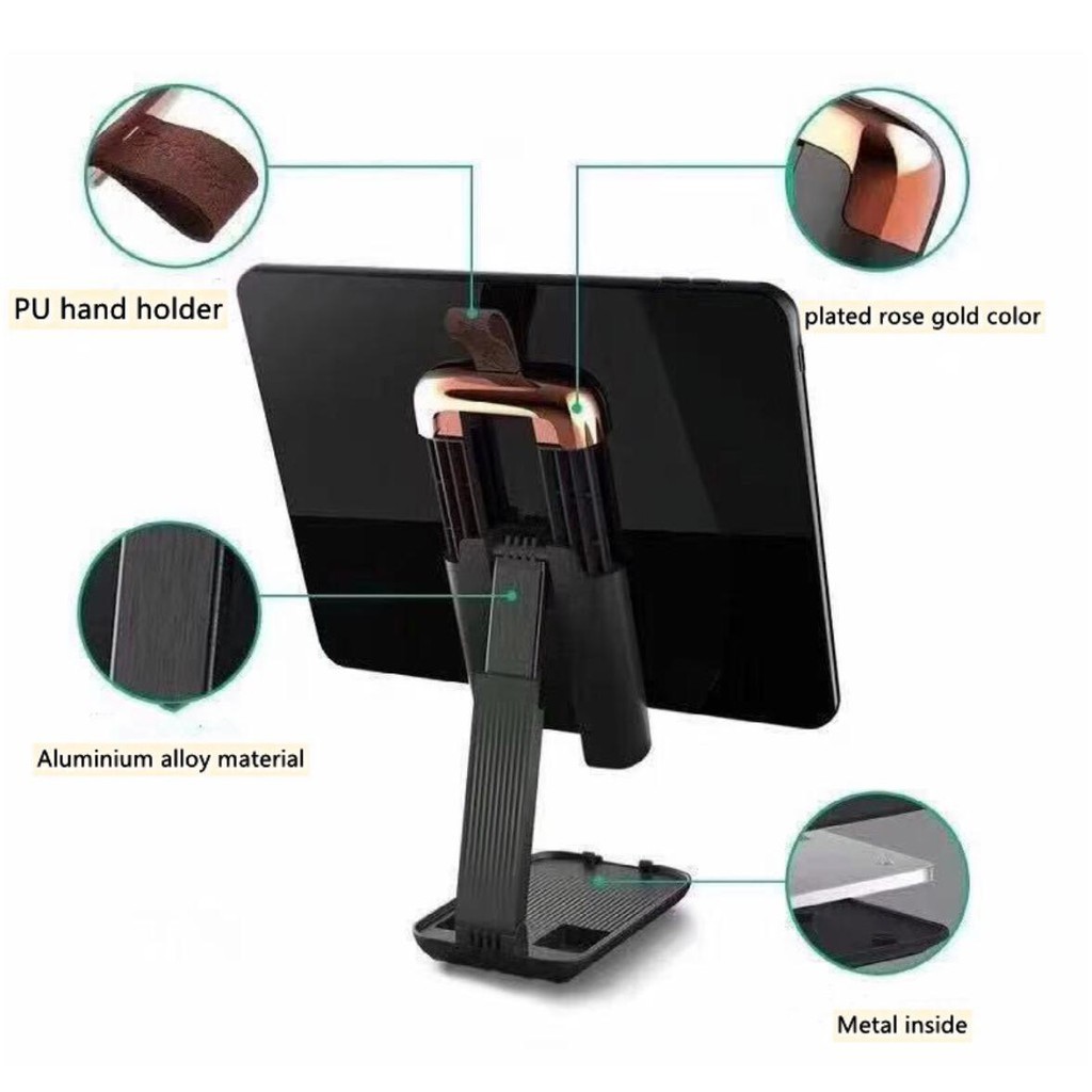 Phone Holder Folding Portable Desktop Tablet Stand Hitam