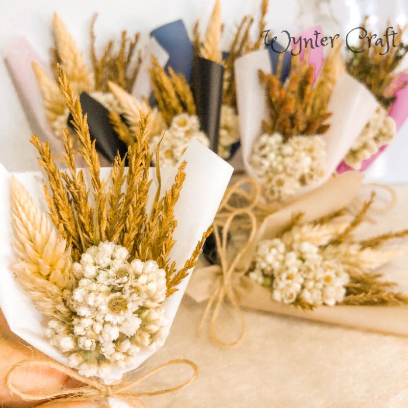 Bouquet Mini Bunga Kering Rustic Hampers Hiasan Kado