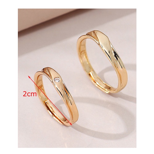 LRC Cincin Fashion Gold Color Cross Diamond Ring Set Y65674