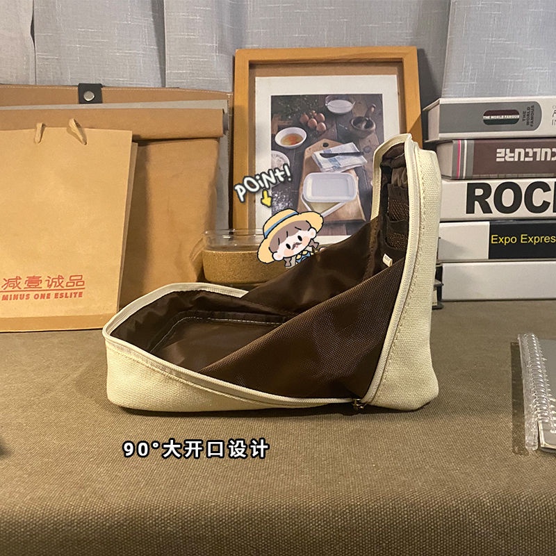 SeraKotak pensil Sera versi Korea gaya niche sederhana kanvas siswa Jepang kapasitas besar kotak penyimpanan fungsional multi-layer bernilai tinggi