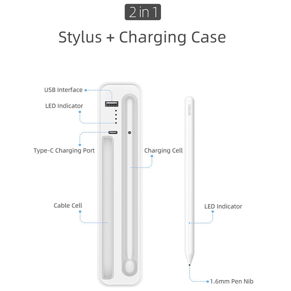 AKN88 - WIWU 2-in-1 Pen Stylus dan Wireless Charger 3000 mAH